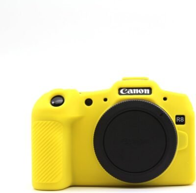 カメラケース𝐂𝐚𝐧𝐨𝐧eosr8用 -保護シリコンデジタル一眼レフスキンカバー、取り外し可能なケージ、耐衝撃、防塵（黄色）