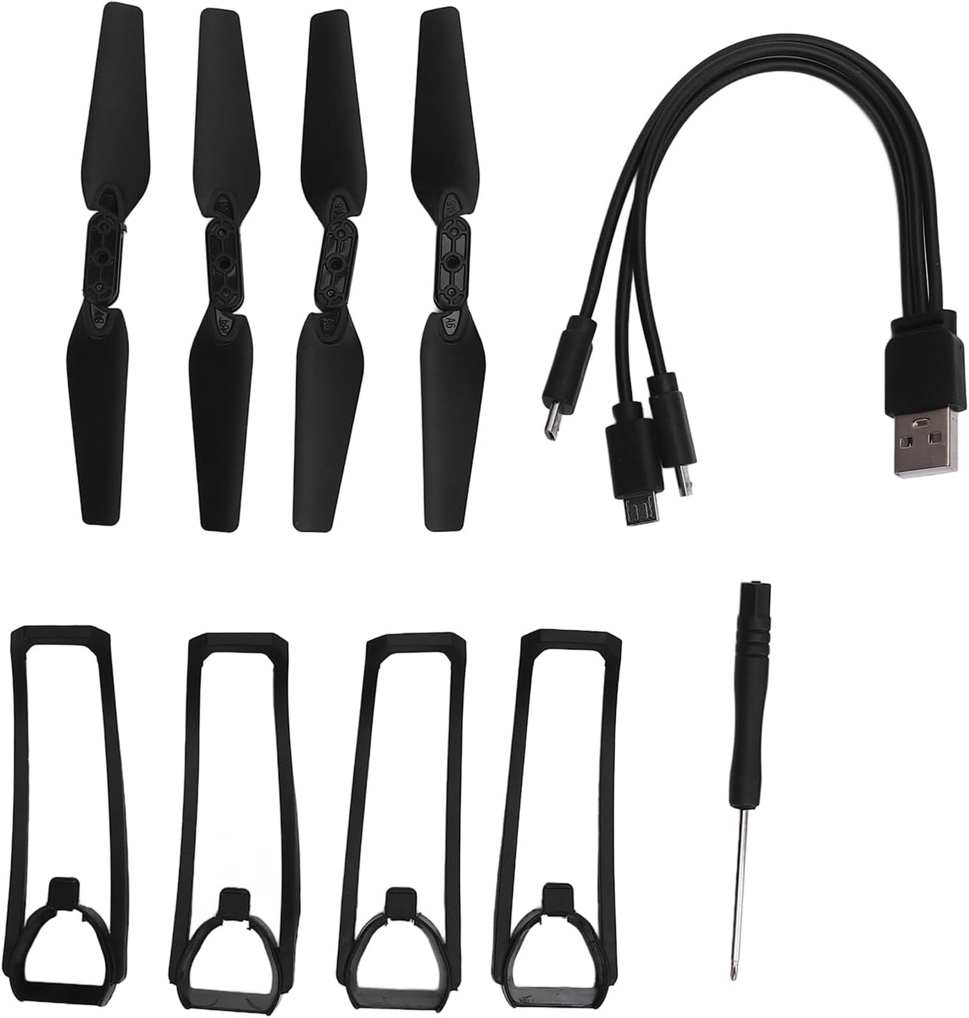 Quadcopter Propeller保護カバー折りたたみリモートドローンスペアパーツキットE88 E99 E100 K3ドローンの充電ケーブルと軽量プラスチックアクセサリー