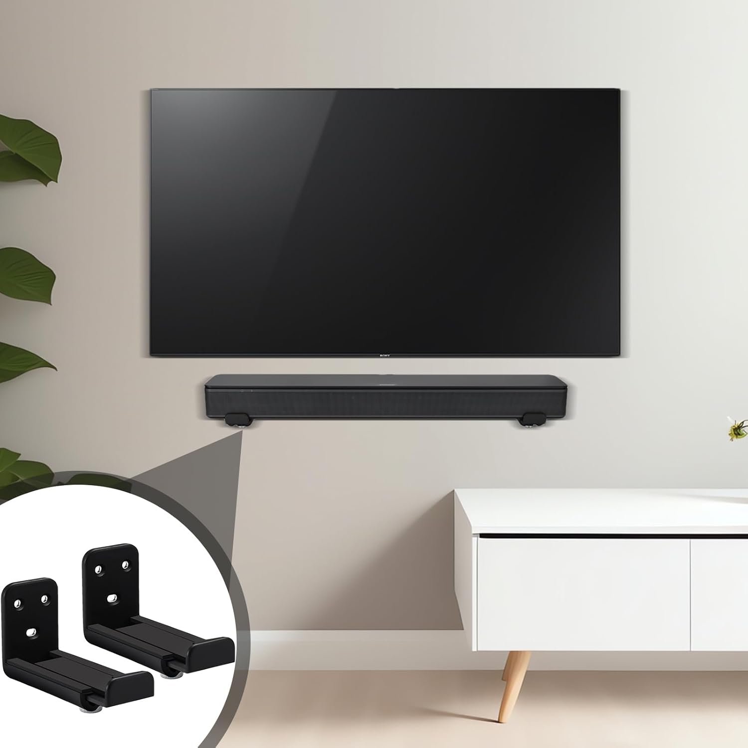 テレビサウンドバーマウント| 壁取り付けブラケット -奥行き調節可能3.5〜5.4インチインチ寝室モールホテル - 이미지 2