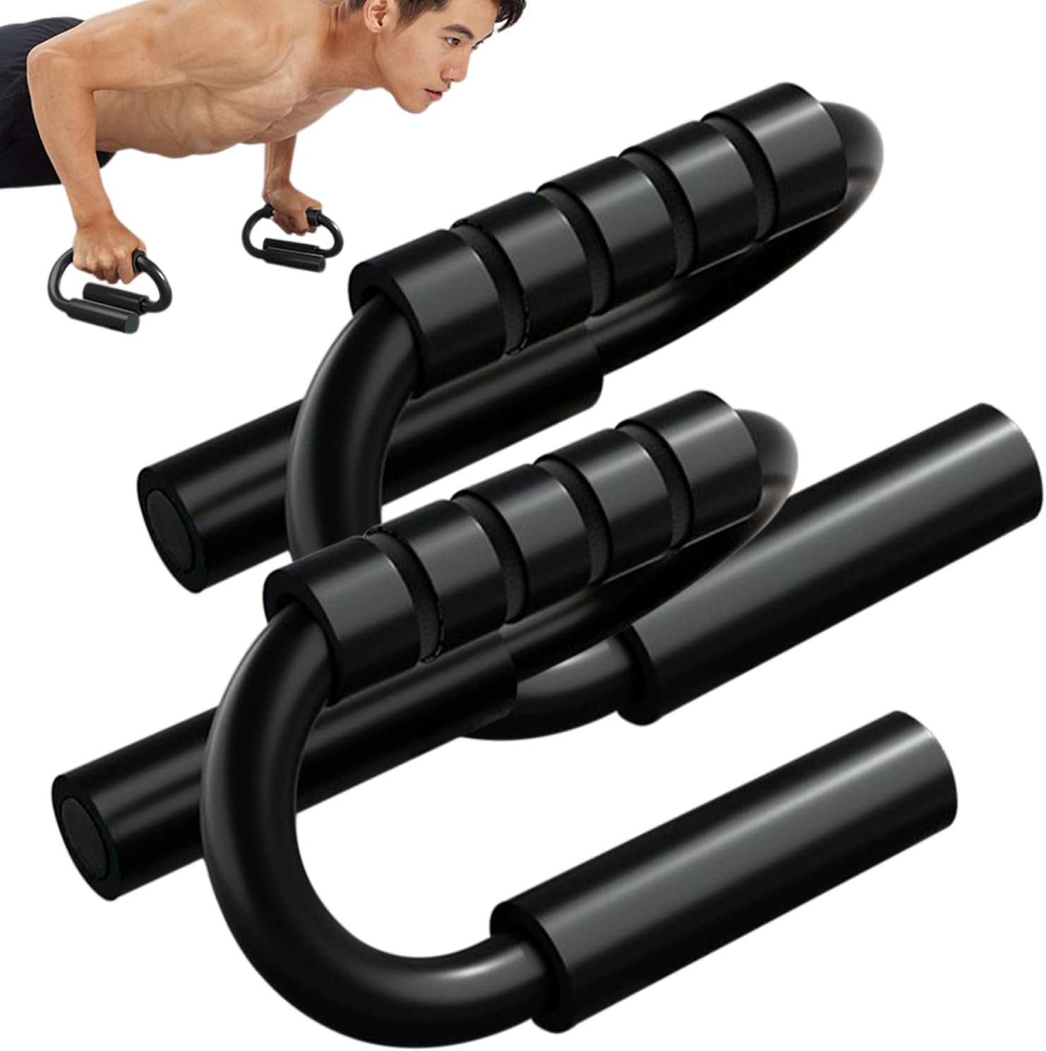 プッシュアップハンドル - 滑り止めのプッシュアップスタンド、フォームグリップバー|ホームフロアジムエクササイズルーチンでの胸部腕の肩の筋肉トレーニングのための快適なサポートグリップを備えたフィットネストレーニング機器