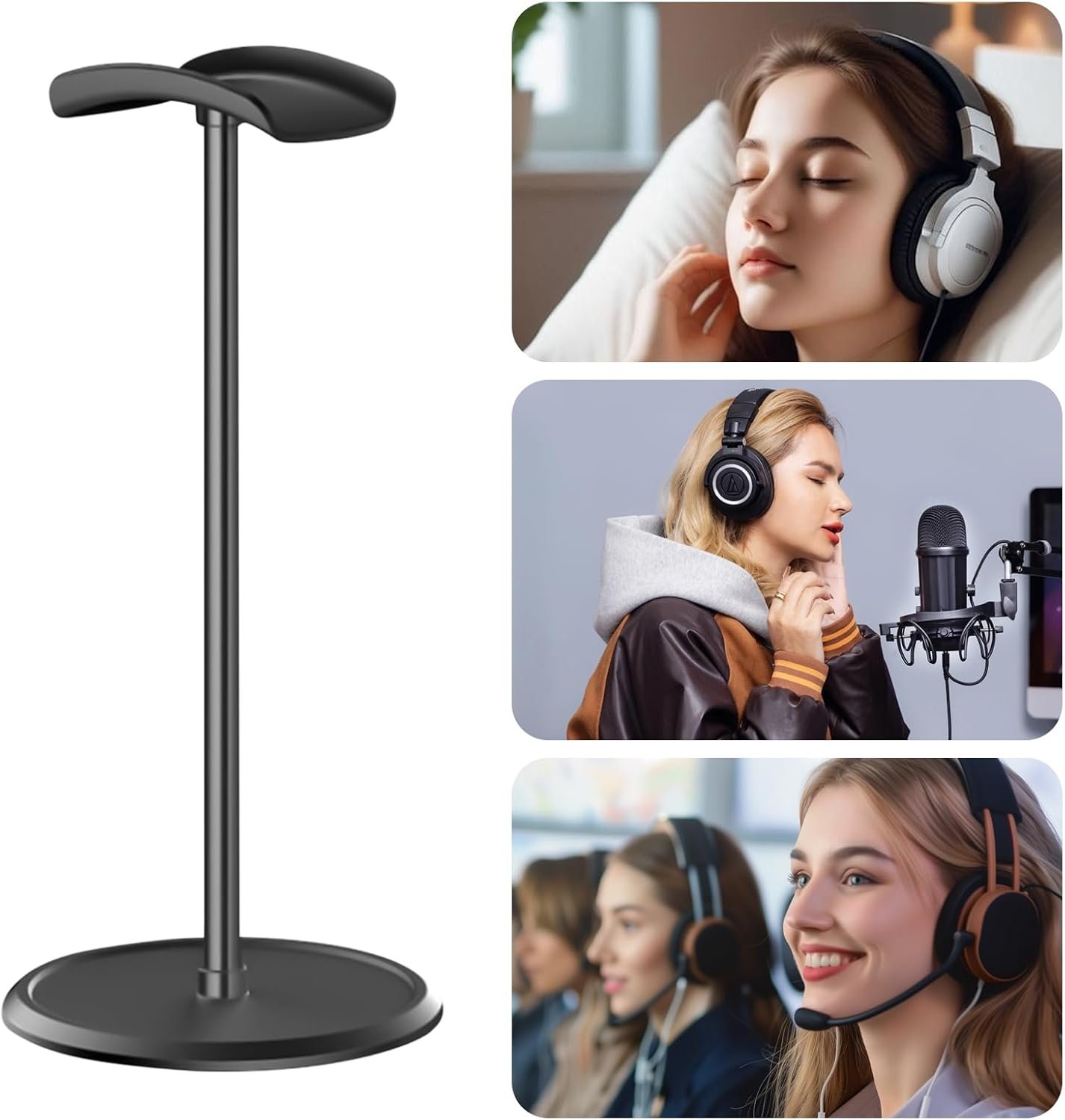 ヘッドフォンスタンド - ヘッドギアハンガー|ヘッドセットディスプレイハンガーラック|イヤホンディスプレイホルダーゲームヘッドギアマウントオーガナイザーPCデスクルームの男性用メンストレージコンピューターボーイズ - 이미지 4