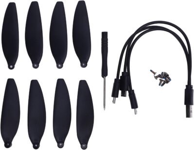 ミニドローンの低ノイズプロペラE88 E58静かなフライトブレード交換セットドライバーネジと耐久性のあるプラスチック7.1cm 8パック