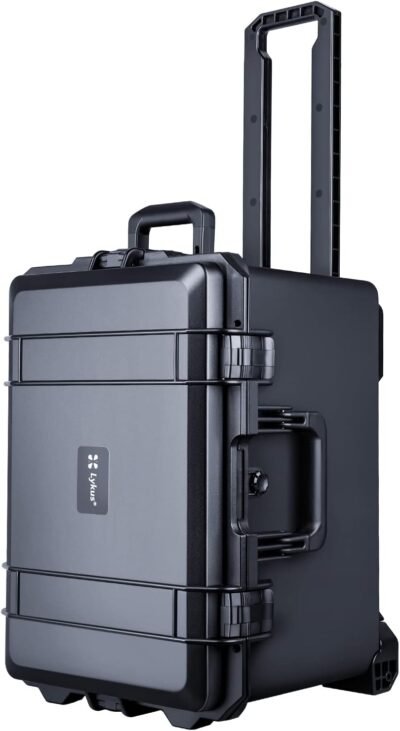 [Lykus] HC-5230ホイール、機内持ち込みケース、ホイール、ビルトイングリッドカットスポンジ、内部寸法：20.4 x 14.1 x 14.8インチ（51.7 x 35.8 x 35 cm）、カメラに適した、カメラに適したHC-5230の防水ハードケース