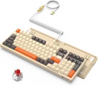 A.Jazz X Attack Shark K98ゲームキーボード有線カスタムメカニカル100キー赤軸アンチゴーストキーホットプラグPBTキーキャップRGBバックライトリニア触覚エヴァサウンドワークPC用PCB吸収PCB