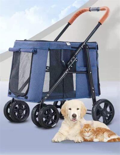 ペットカート、犬のベビーカー、ペットバギー、折りたたみ可能、大きな犬、多頭犬、小犬、小犬、中程度の犬、猫、折りたたみ式、ペットベビーカー、猫と犬用、360°回転、軽量、簡単なアセンブリ、通気性、負荷容量66.1ポンド（30 kg）、看護ウォーキング、外出、宿泊施設、