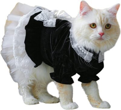 犬猫ドレスコスチュームペット服衣装レース装飾アパレル女の子猫&メス小型犬着やすい服