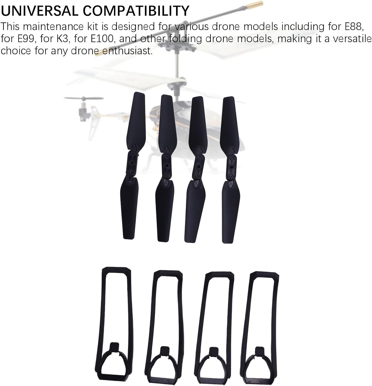 Quadcopter Propeller保護カバー折りたたみリモートドローンスペアパーツキットE88 E99 E100 K3ドローンの充電ケーブルと軽量プラスチックアクセサリー - 이미지 3