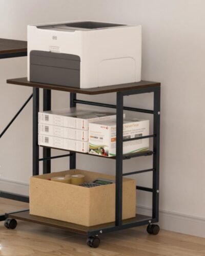 デューエルプリンタースタンド、幅19.7インチ（50 cm）、深さ15.7インチ（40 cm）、高さ24.8インチ（63 cm）、プリンターラック、A3 / A4互換、プリンタースタンド、キャスター、総負荷容量、132.3 lbs（60（60）