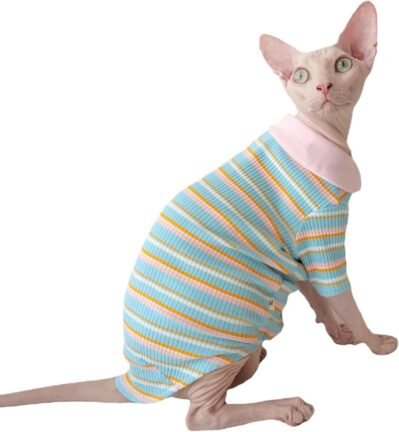 uosia sphinx猫服コットン猫Tシャツファッションペット服サマープルオーバー子猫シャツ、髪のない猫パジャマアパレル猫と小さな犬のためのアパレル