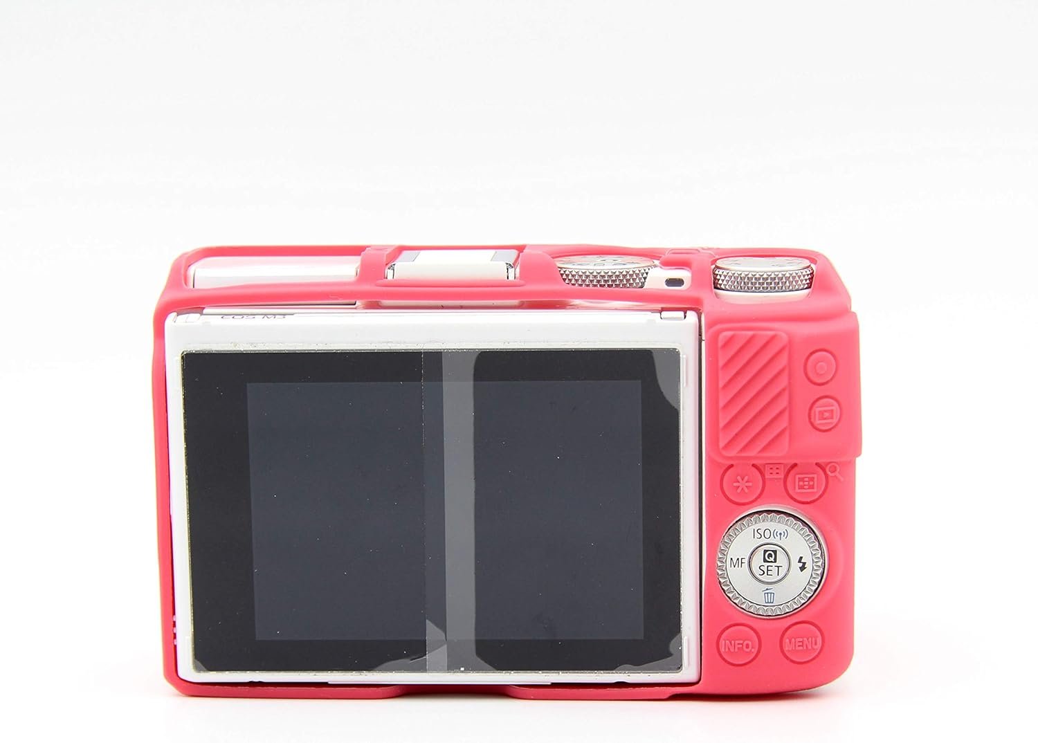 カメラケースカメラケースeosm3用 -保護シリコンデジタル一眼レフスキンカバー、取り外し可能なケージ、耐衝撃、防塵(マゼンタ) - 이미지 2