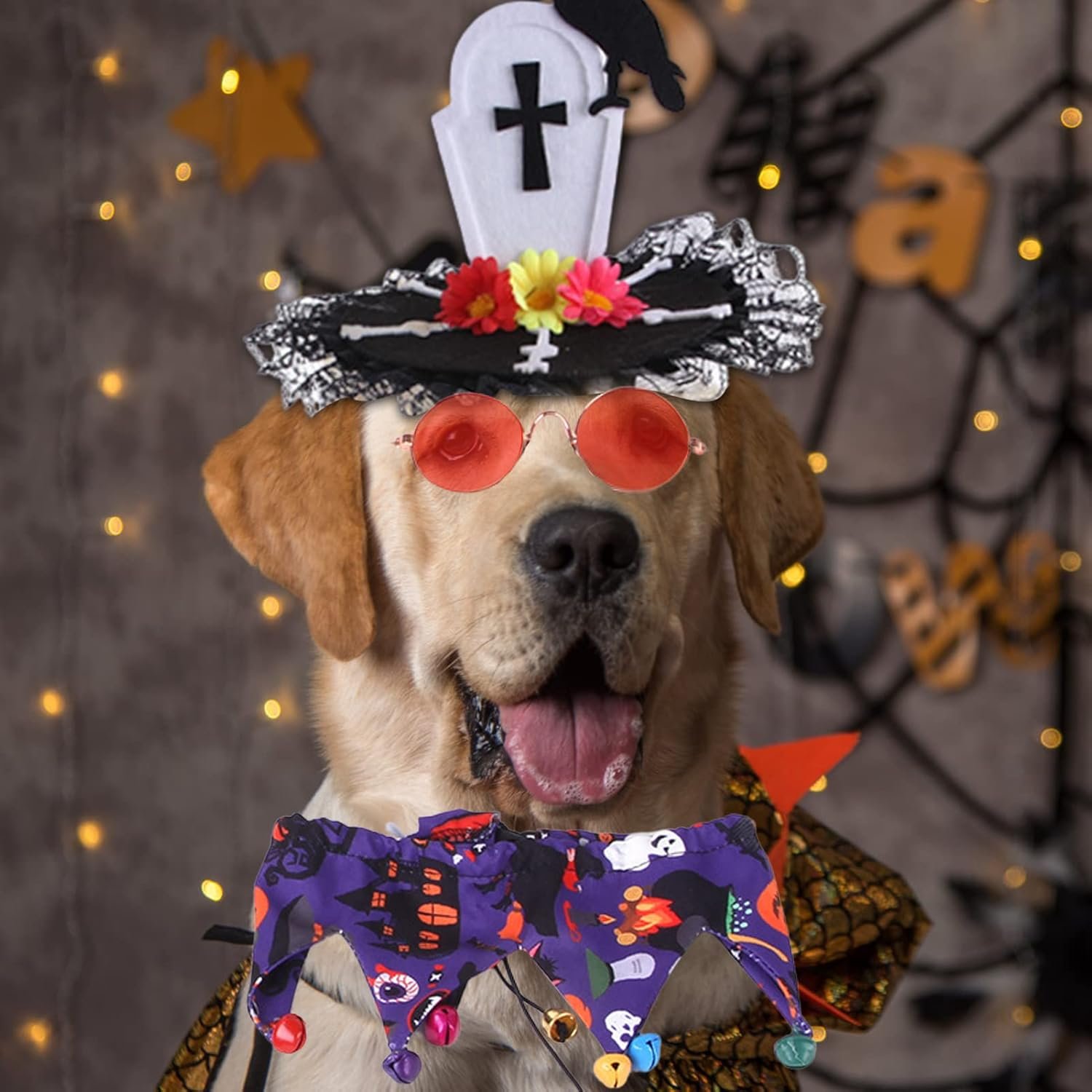 ペットコスプレコスチューム、ポータブルハロウィーン猫コスプレ服3ピースセット、多機能ペットハロウィーンアパレル興味深いハロウィーンペットデコレーション - 이미지 3