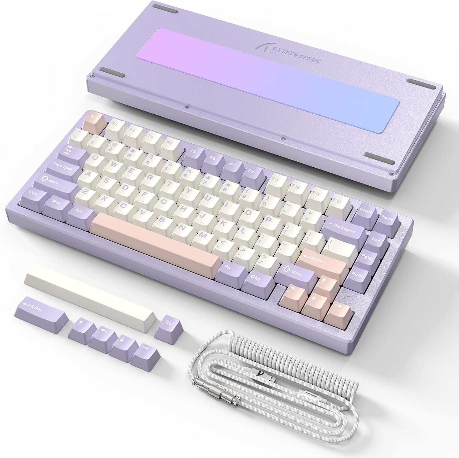 攻撃サメX75ゲームキーボードCNCアルミニウム合金81キーメカニカルキーボードカウンターウェイトバックプレーンホットスワップ経由およびNTCサポートワイヤレス/Bluetooth/有線ガスケット構造、電気泳動