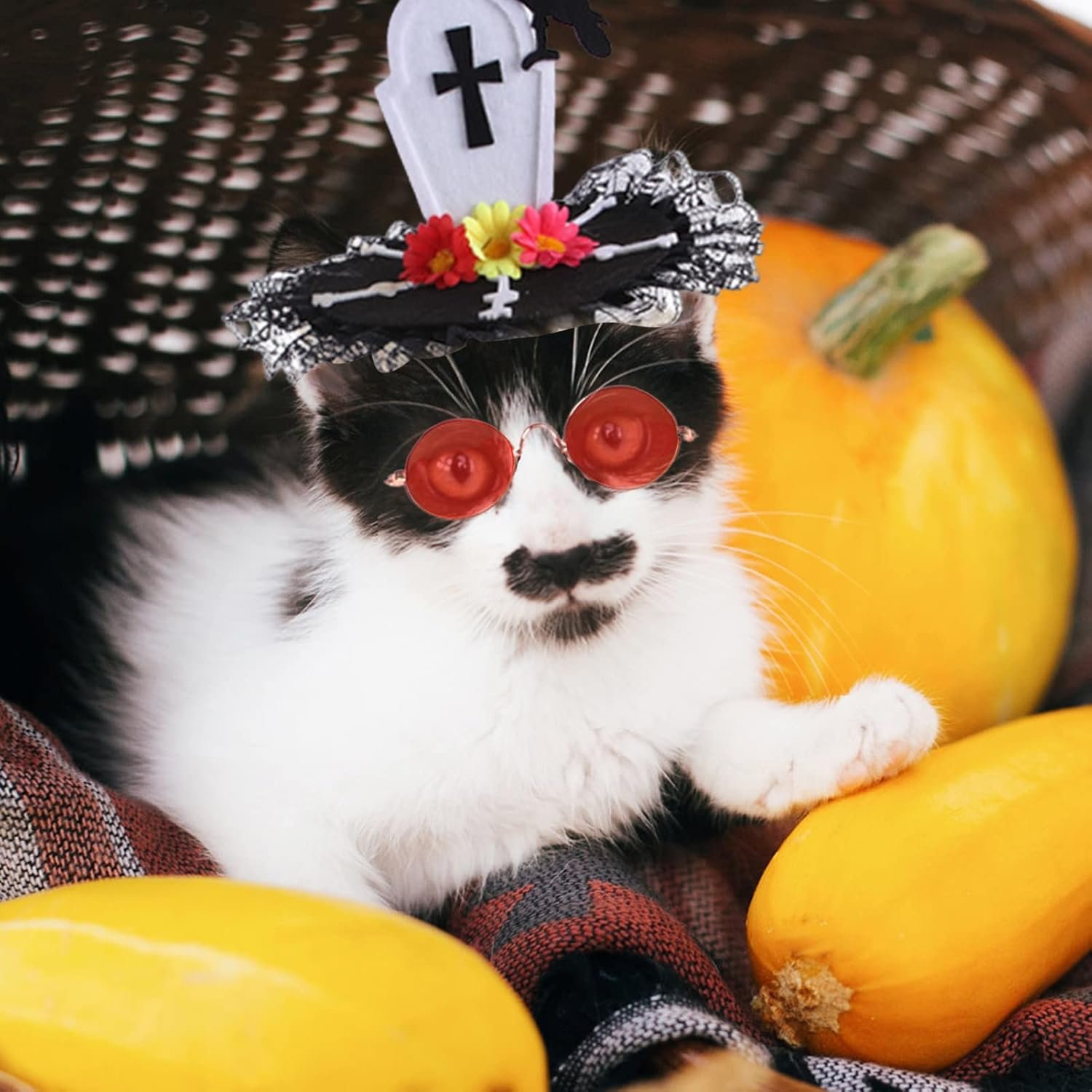 ペットコスプレコスチューム、ポータブルハロウィーン猫コスプレ服3ピースセット、多機能ペットハロウィーンアパレル興味深いハロウィーンペットデコレーション - 이미지 2