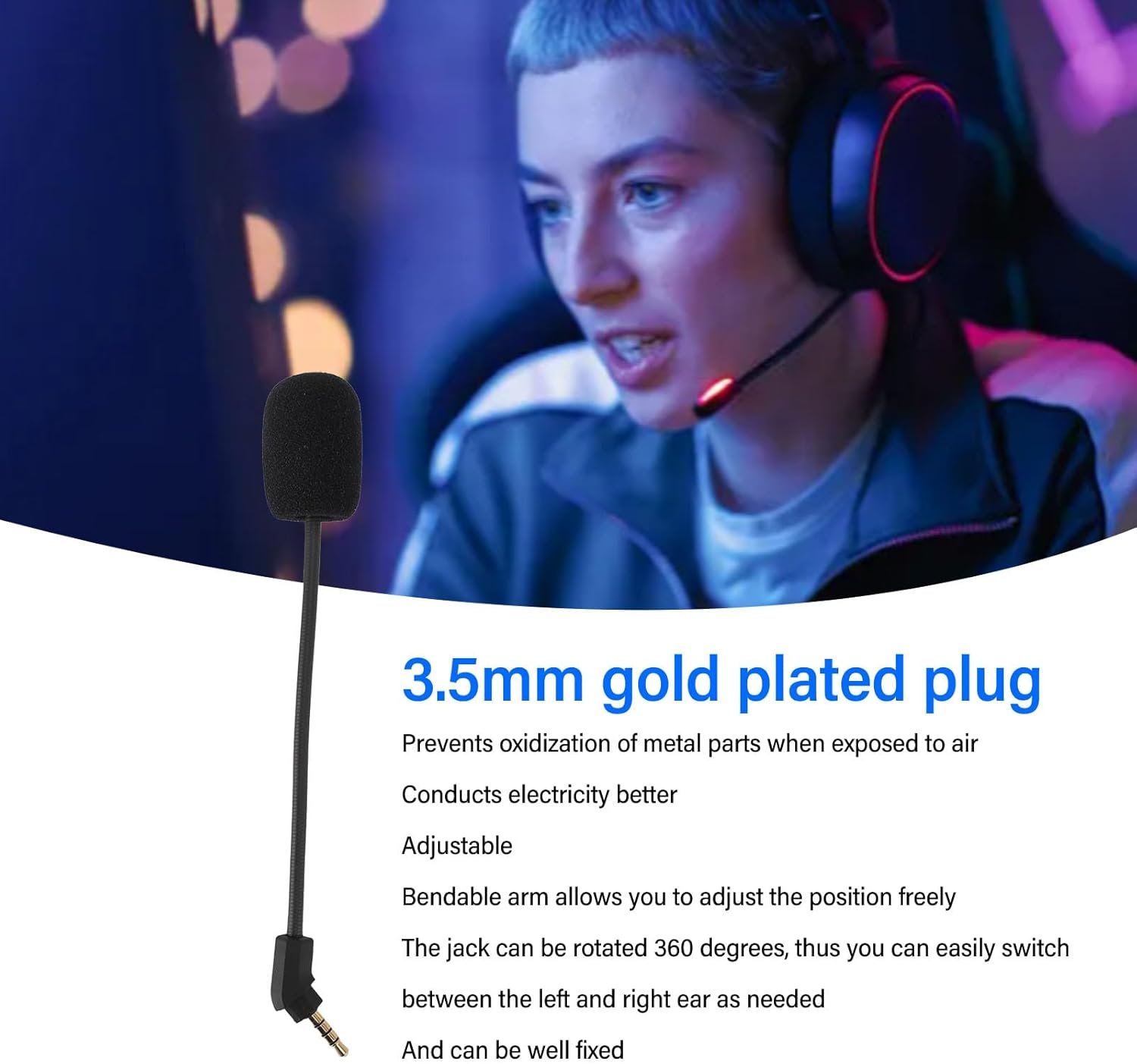 Kingston Hyperx Cloud Revolver、Cloud Revolver S、Gaming Headset 3.5mmデタッチ可能なノイズキャンセルマイクブームのマイクの交換 - 이미지 4