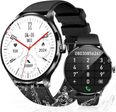 スマートウォッチ、ラウンドタイプ、iPhoneとの互換性、Android互換、1.39インチの大画面、通話機能、アクティビティトラッカー、スマートウォッチ、スポーツウォッチ、さまざまなエクササイズモード、260 mAh、長持ちする