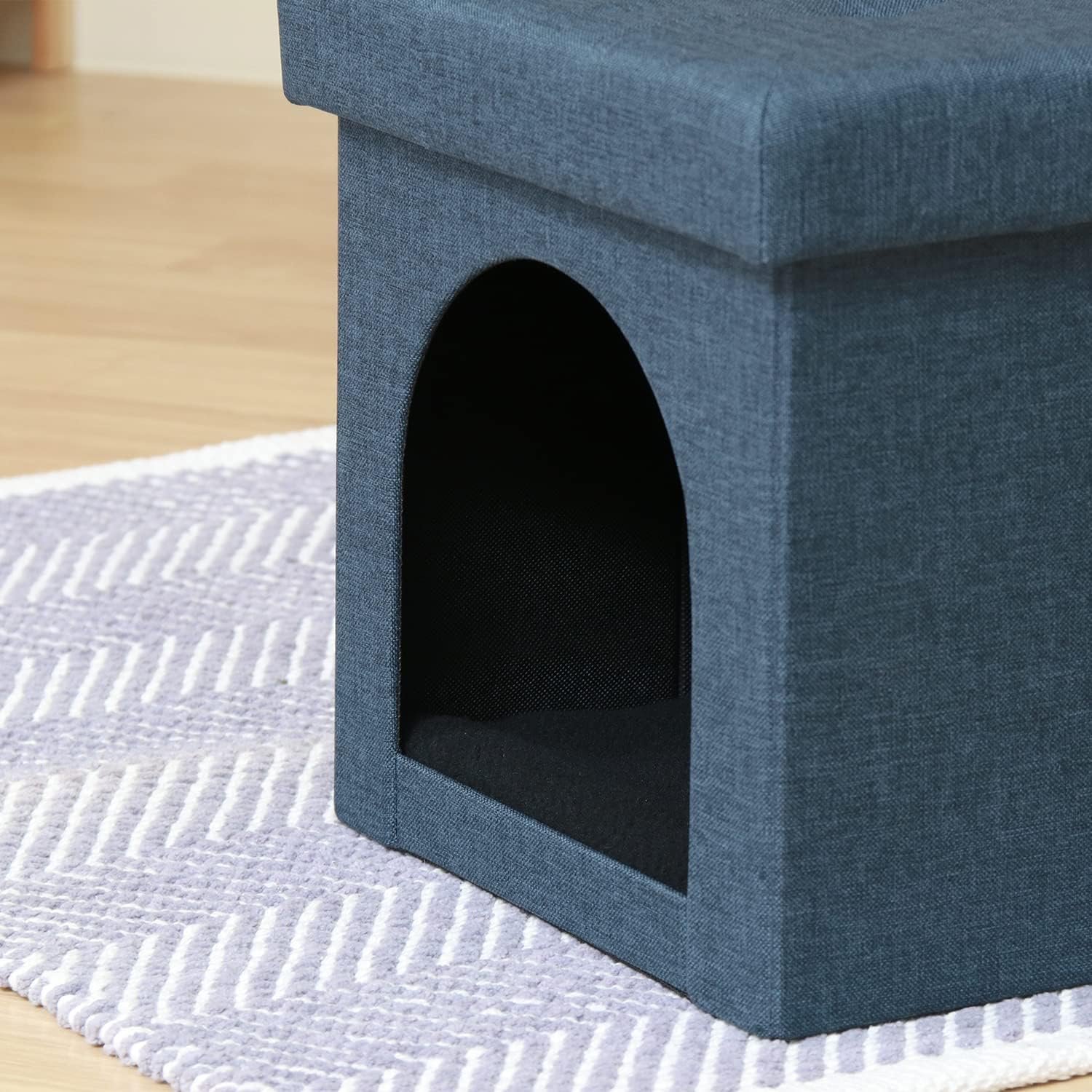 fujiboeki 53703ペットハウスストレージスツール(w x d x h):11.8 x 11.8 x 11.8インチ(30 x 30 x 30 cm)、ネイビー、ファブリック、折りたたみ、ミニ - 이미지 3