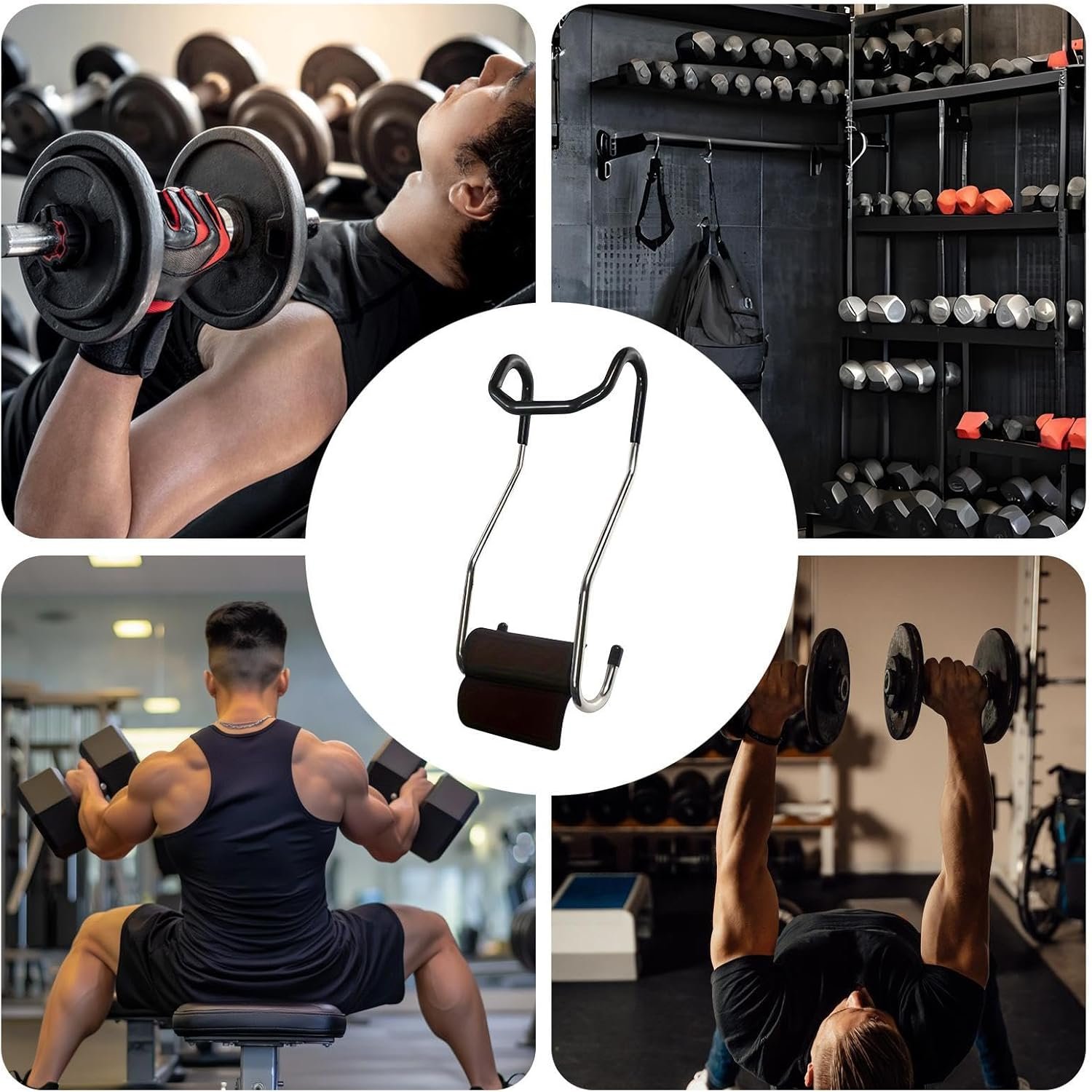 ダンベルフックスポッター -安全ベンチプレス器具、滑り止めダンベルフック滑り止めダンベルフックジム・ホーム用 スクワット・デッドリフト・ベンチワークアウトサポート - 이미지 4