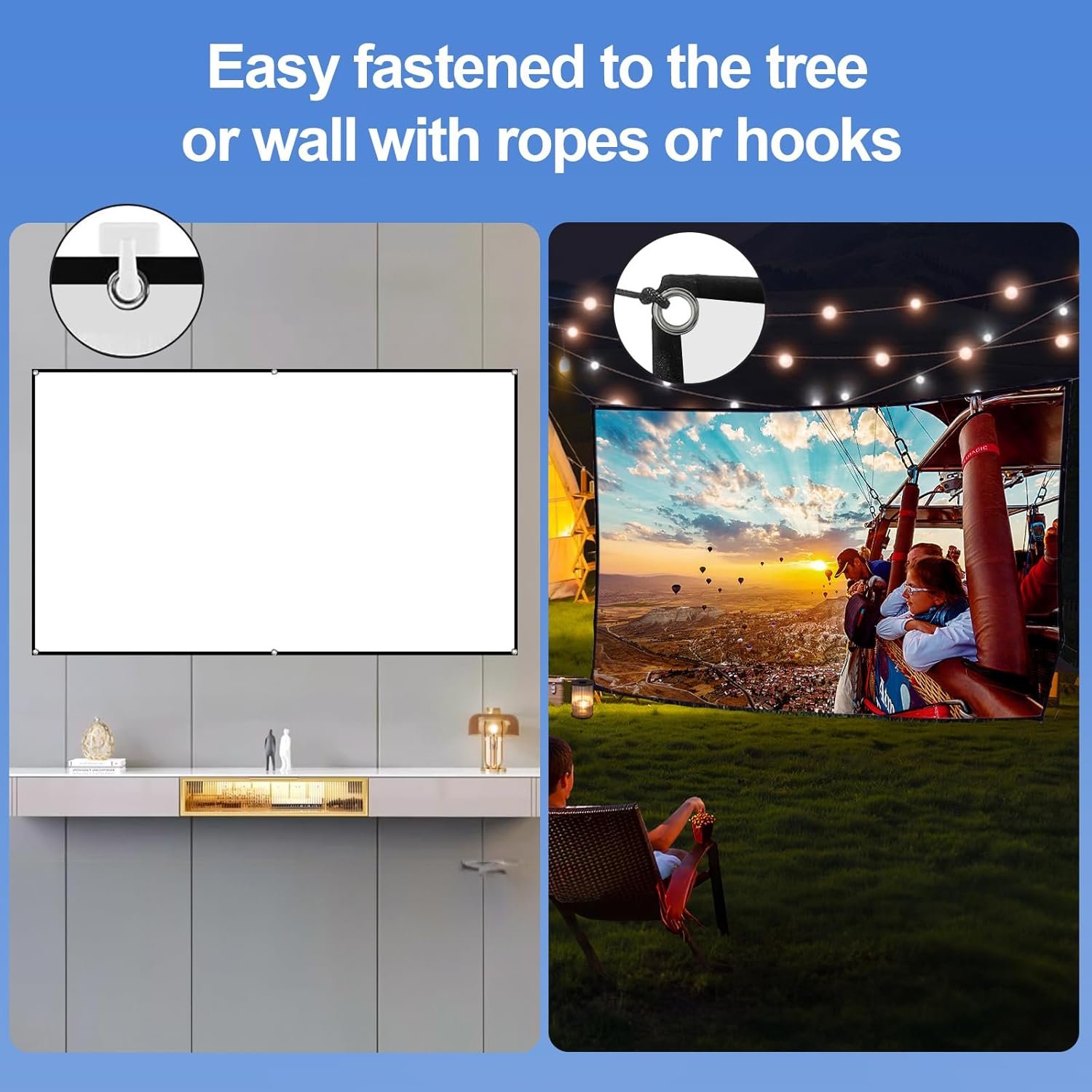 Docooler 80 "16:9折りたたみプロジェクタースクリーン折りたたみ可能な耐久性のある壁に取り付けられた屋外プロジェクタースクリーン屋外キャンプ屋内ムービー - 이미지 7