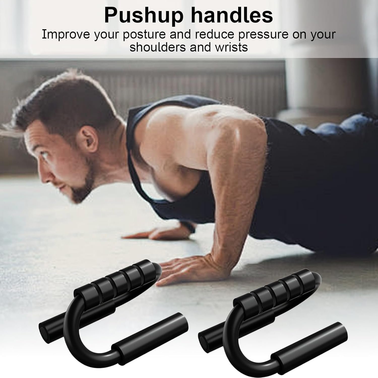 プッシュアップハンドル - 滑り止めのプッシュアップスタンド、フォームグリップバー|ホームフロアジムエクササイズルーチンでの胸部腕の肩の筋肉トレーニングのための快適なサポートグリップを備えたフィットネストレーニング機器 - 이미지 4