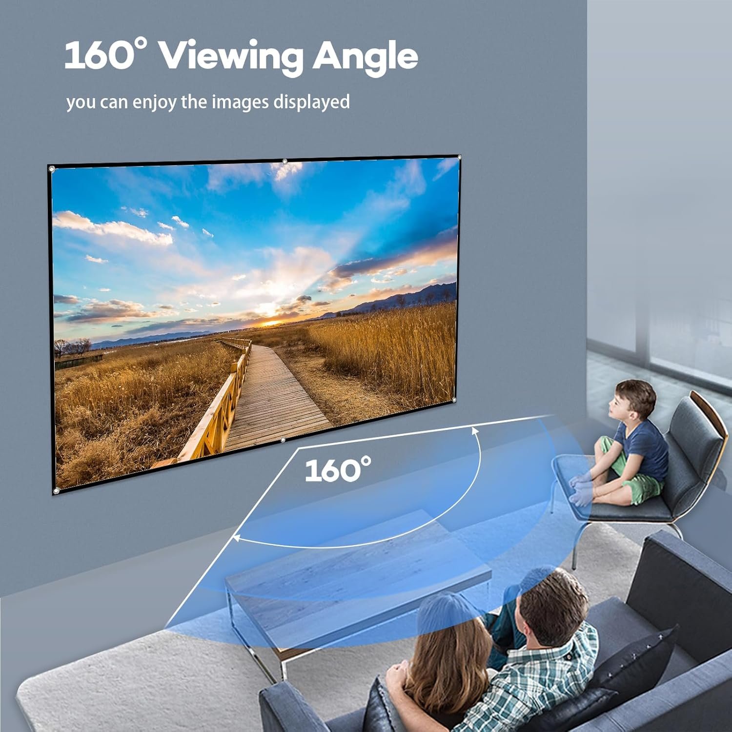 Docooler 80 "16:9折りたたみプロジェクタースクリーン折りたたみ可能な耐久性のある壁に取り付けられた屋外プロジェクタースクリーン屋外キャンプ屋内ムービー - 이미지 3