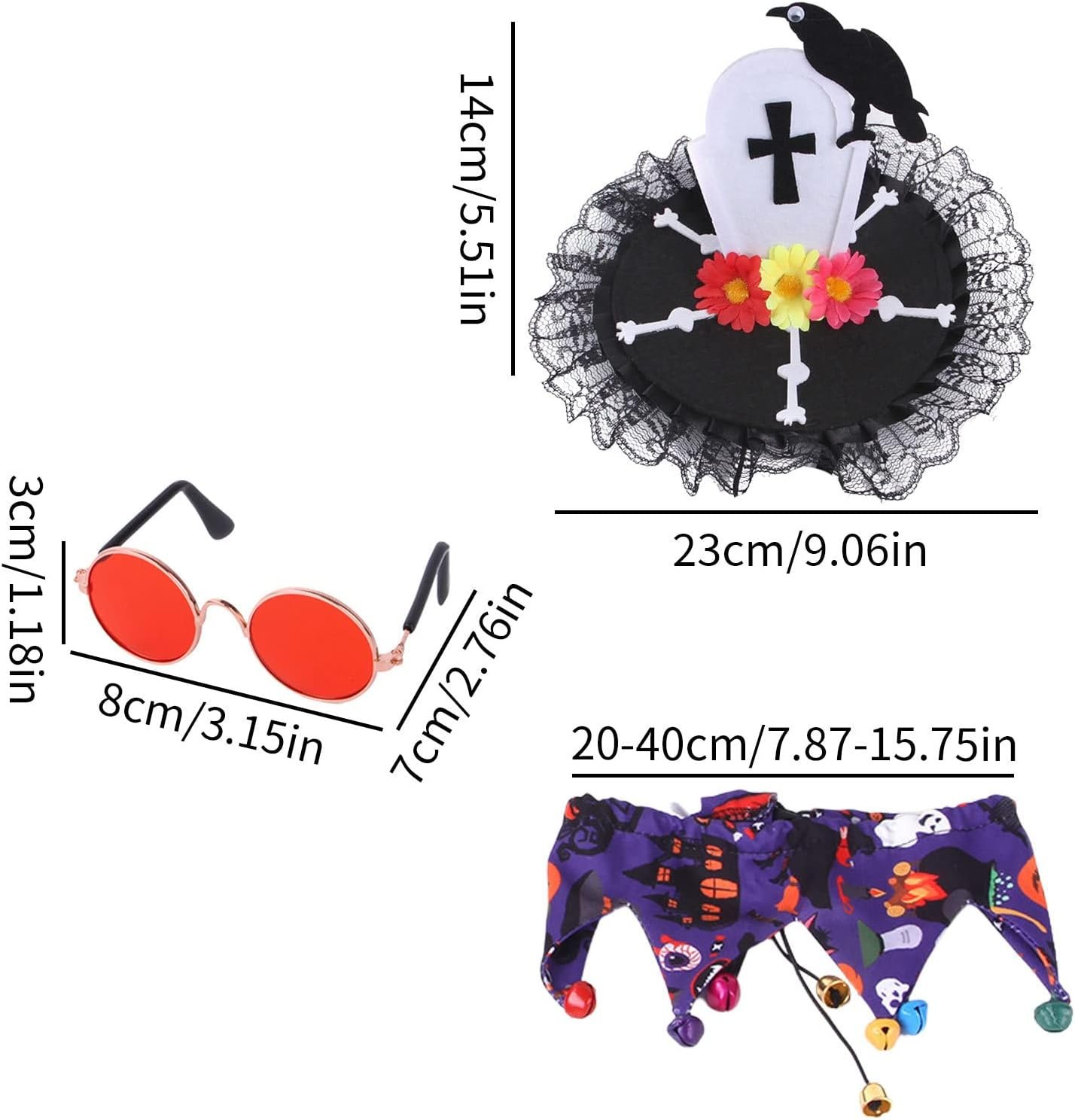 ペットコスプレコスチューム、ポータブルハロウィーン猫コスプレ服3ピースセット、多機能ペットハロウィーンアパレル興味深いハロウィーンペットデコレーション - 이미지 4