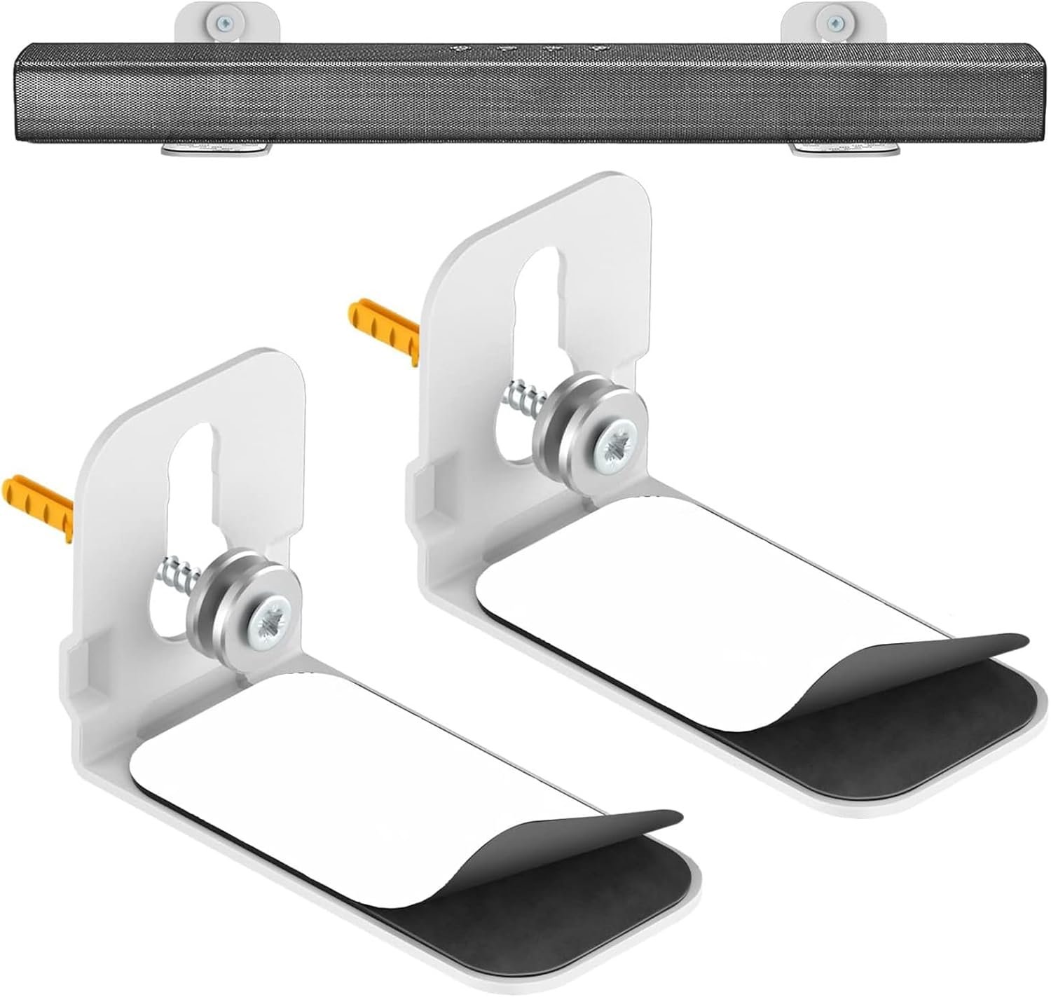 ホワイトサウンドバーマウントハードウェアセットユニバーサルスピーカー互換性20ポンドのサウンドバーウォールマウントブラケットハードウェアキット - 이미지 8