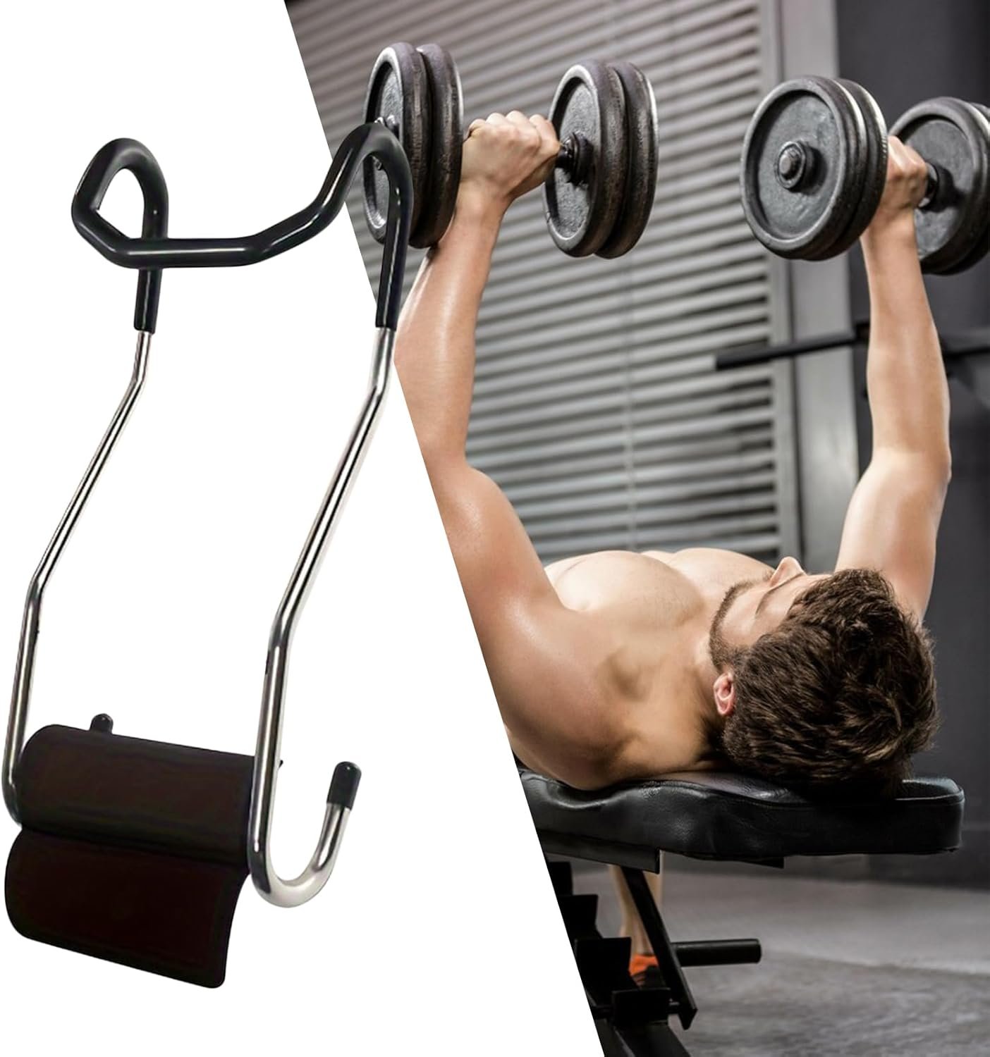 ダンベルフックスポッター -安全ベンチプレス器具、滑り止めダンベルフック滑り止めダンベルフックジム・ホーム用 スクワット・デッドリフト・ベンチワークアウトサポート - 이미지 8