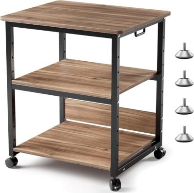 デューエルプリンタースタンド、キャスター、A3プリンターラック、プリンターワゴン、コピー機、アンダーデスクストレージ、サイドワゴン、ラック、棚、大きな、幅23.6 x深さ19.7インチ（50 cm）、高さ27.6インチ（70（70）