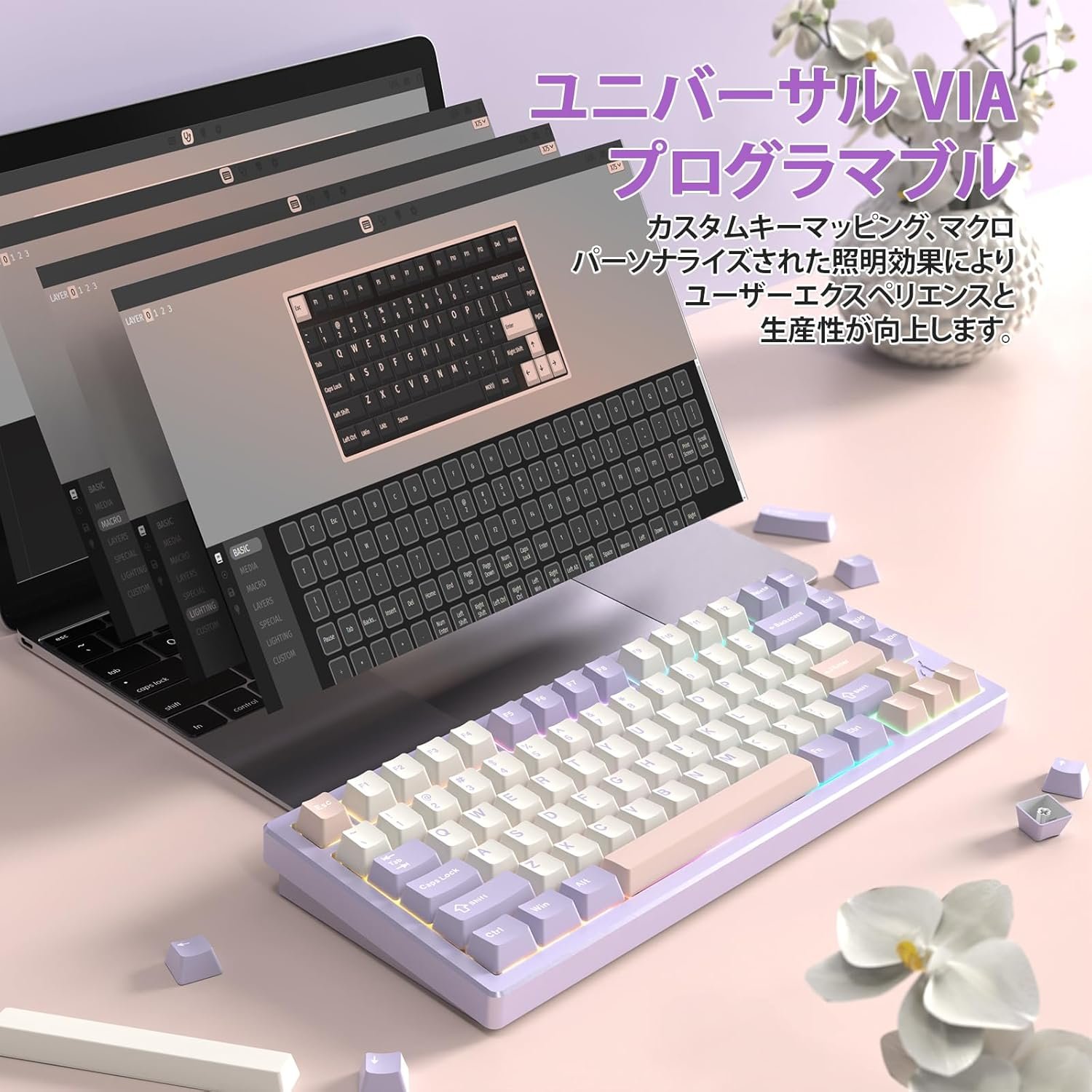 攻撃サメX75ゲームキーボードCNCアルミニウム合金81キーメカニカルキーボードカウンターウェイトバックプレーンホットスワップ経由およびNTCサポートワイヤレス/Bluetooth/有線ガスケット構造、電気泳動 - 이미지 4