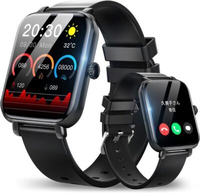 スマートウォッチ、Bluetoothコール、1.8インチ（45 mm）大きなスクリーン、Bluetooth 5.3、Smart Watch、iPhone＆Android互換、着信/メッセージ通知、スマートブレスレット、女性、男性、アクティビティ