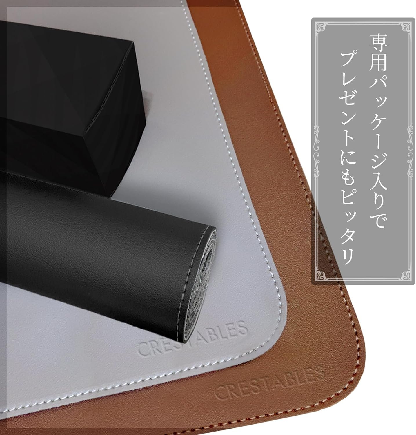 クレスタブルデスクマットラージマウスパッドPUレザーバックスエードオフィスホーム(90x40cm)ブラック(黒) - 이미지 6