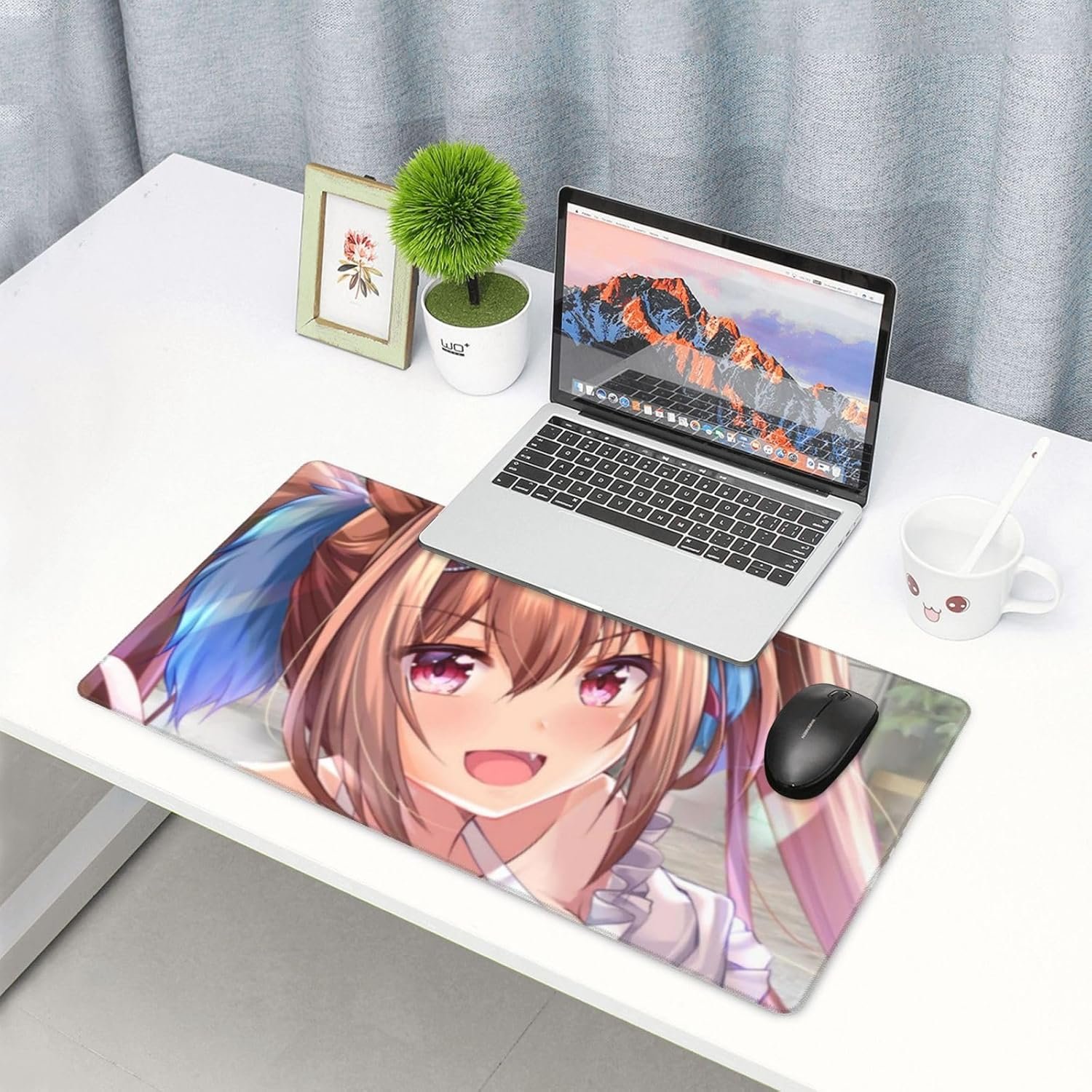 デスクマット、ダイワスカーレットホースの娘、大きなデスクパッド、滝忌避剤、マウスパッド、セクシーなキャラクター、ゴムゲーム、ゲーム用のキーボードパッド、オフィスまたは家庭用デスク保護コンピューターマットアンチスリップ互換性のあるオフィス用の液体 /熱 /ダストプルーフ互換性のあるマウスマウス多機能イージーケア機能エッジステッチ40*75CM - 이미지 8