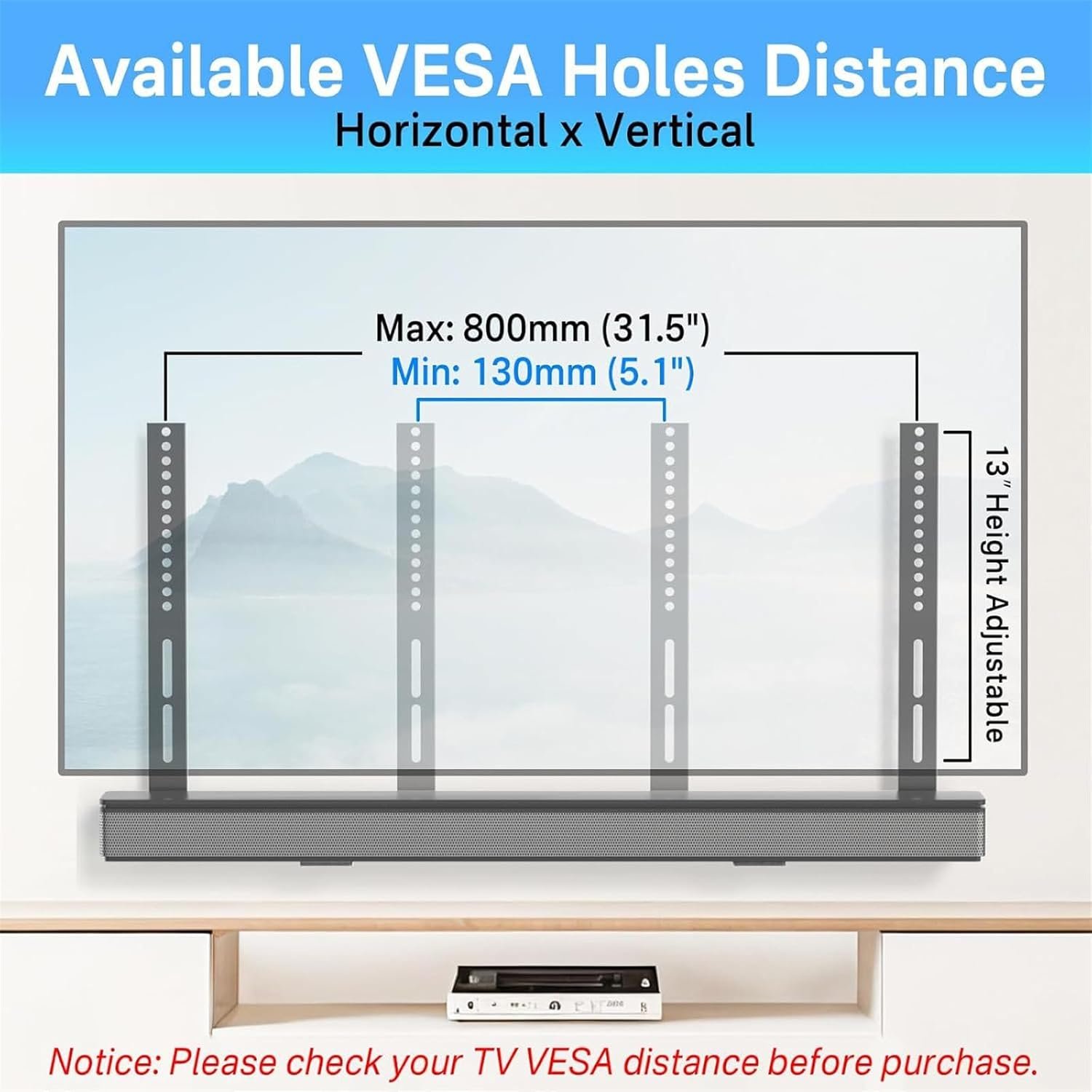 HDTVヘビーデューティメタルブラケットサウンドバーマウントリモートホルダースペース調整可能なサウンドバーマウントエクステンションヘビーデューティアイアンスタンド - 이미지 6