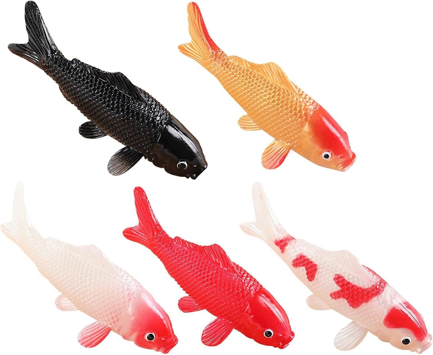 シミュレーション魚モデル装飾、 5個の魚の形の偽の魚、装飾水族館の魚5個| 流れるシーンの魚の飾り、庭の池、水槽、金魚鉢用 - 이미지 9
