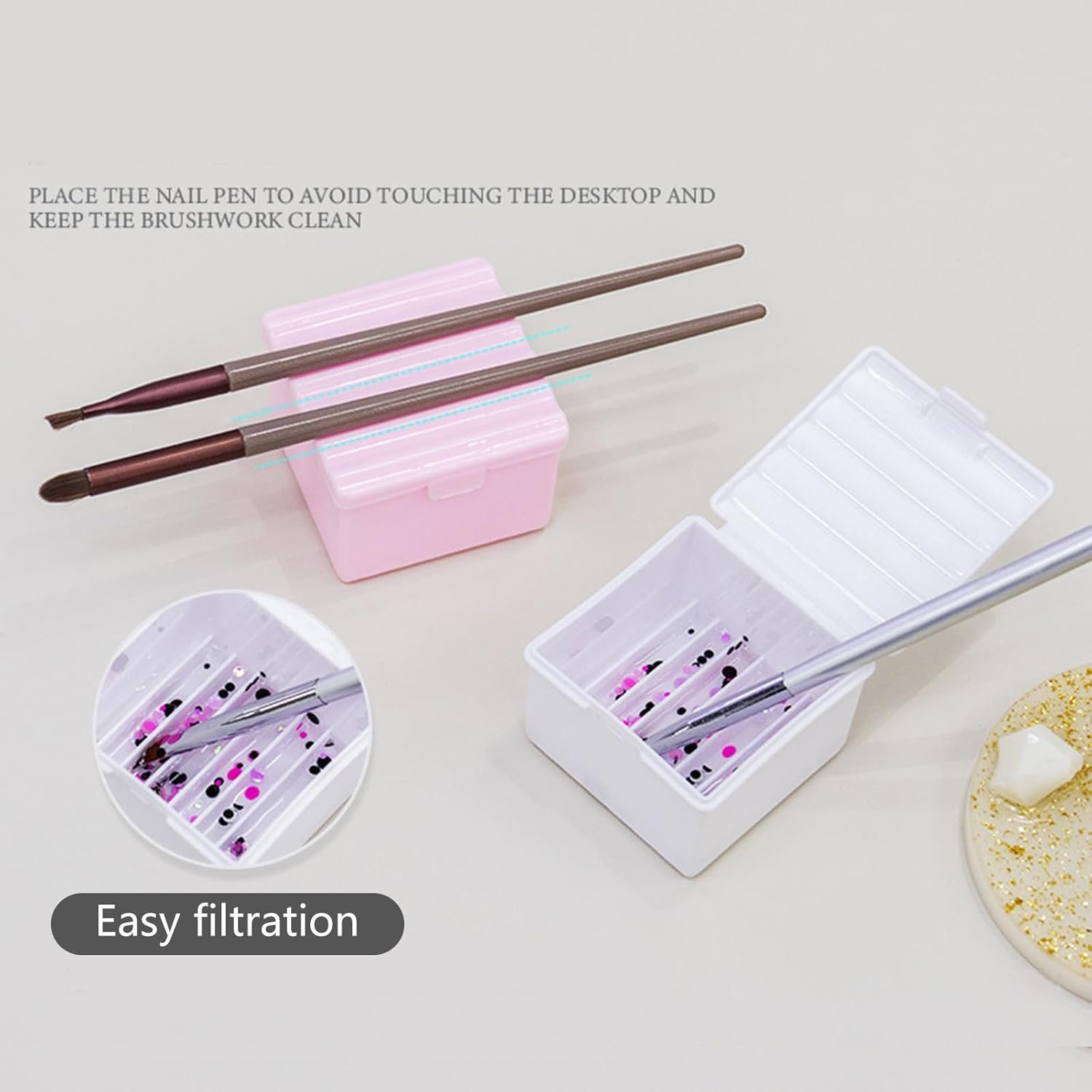 ネイルアートブラシホルダー リムーバーカップ ネイルブラシクリーナーコンテナ イマージョンブラシクリーナー ネイルアートブラシクリーナーカップ - 이미지 6