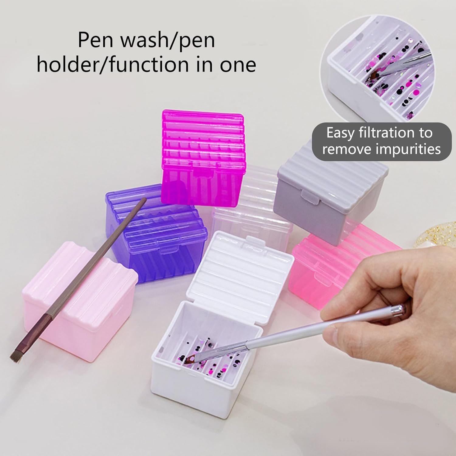 ネイルアートブラシホルダー リムーバーカップ ネイルブラシクリーナーコンテナ ブラシクリーナークリーナー ネイルアートブラシクリーナーカップ - 이미지 6