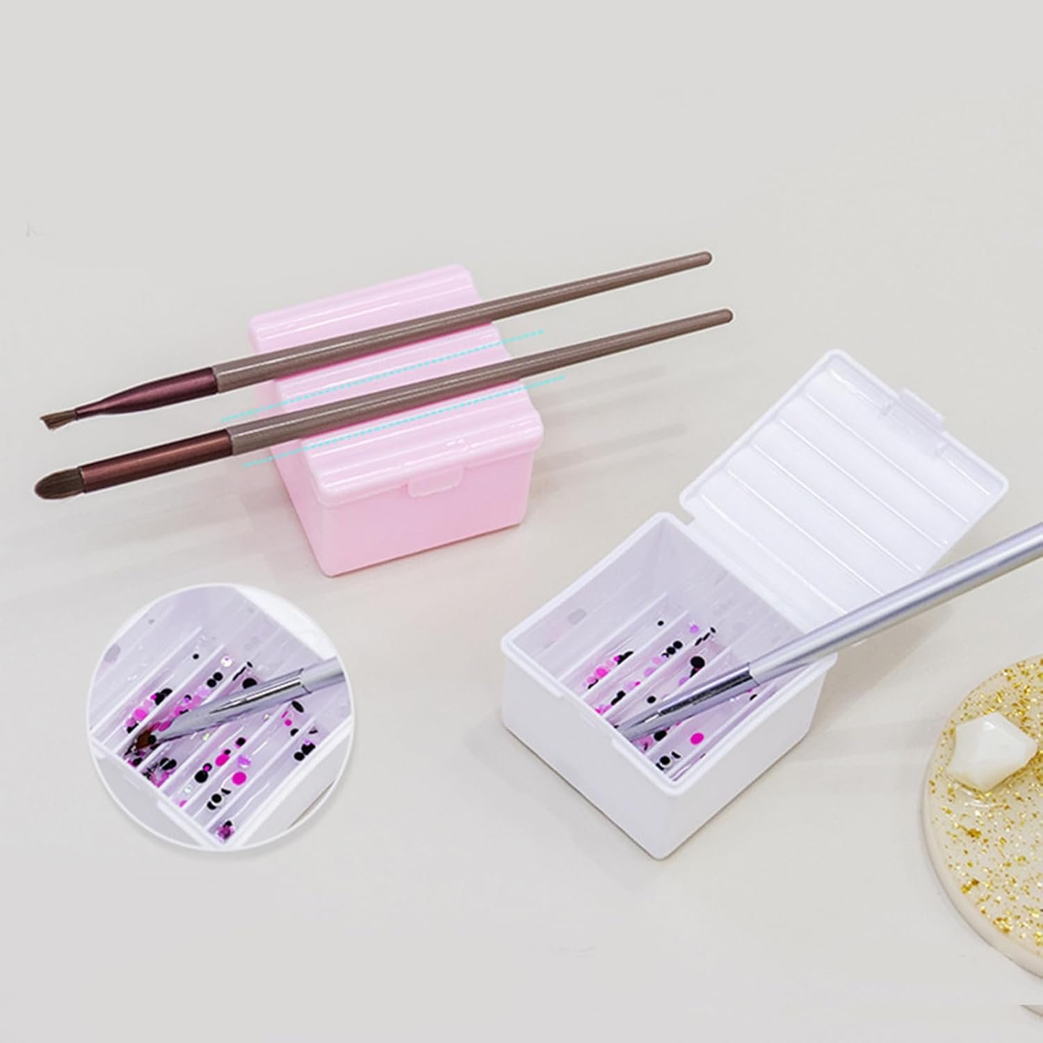 ネイルアートブラシホルダー リムーバーカップ ネイルブラシクリーナーコンテナ ブラシクリーナークリーナー ネイルアートブラシクリーナーカップ - 이미지 7