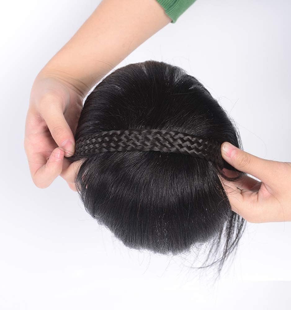 前髪ウィッグ 人毛100% 三つ編み付き エアリーバング 部分ウィッグ エアリーフェイビンヘア フェイビン (ブラック) - 이미지 4