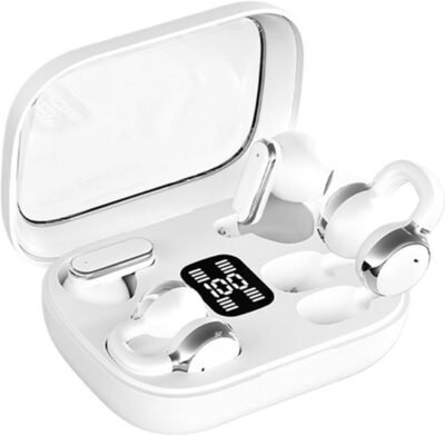 ワイヤレスイヤホン – ヘッドフォンのクリップ|イヤフォンの1つのクリップインイヤーワイヤレス5.4イヤホン|防水スポーツヘッドフォンLEDディスプレイジムに会うトレーニング用の長い遊び時間の電子アクセサリー