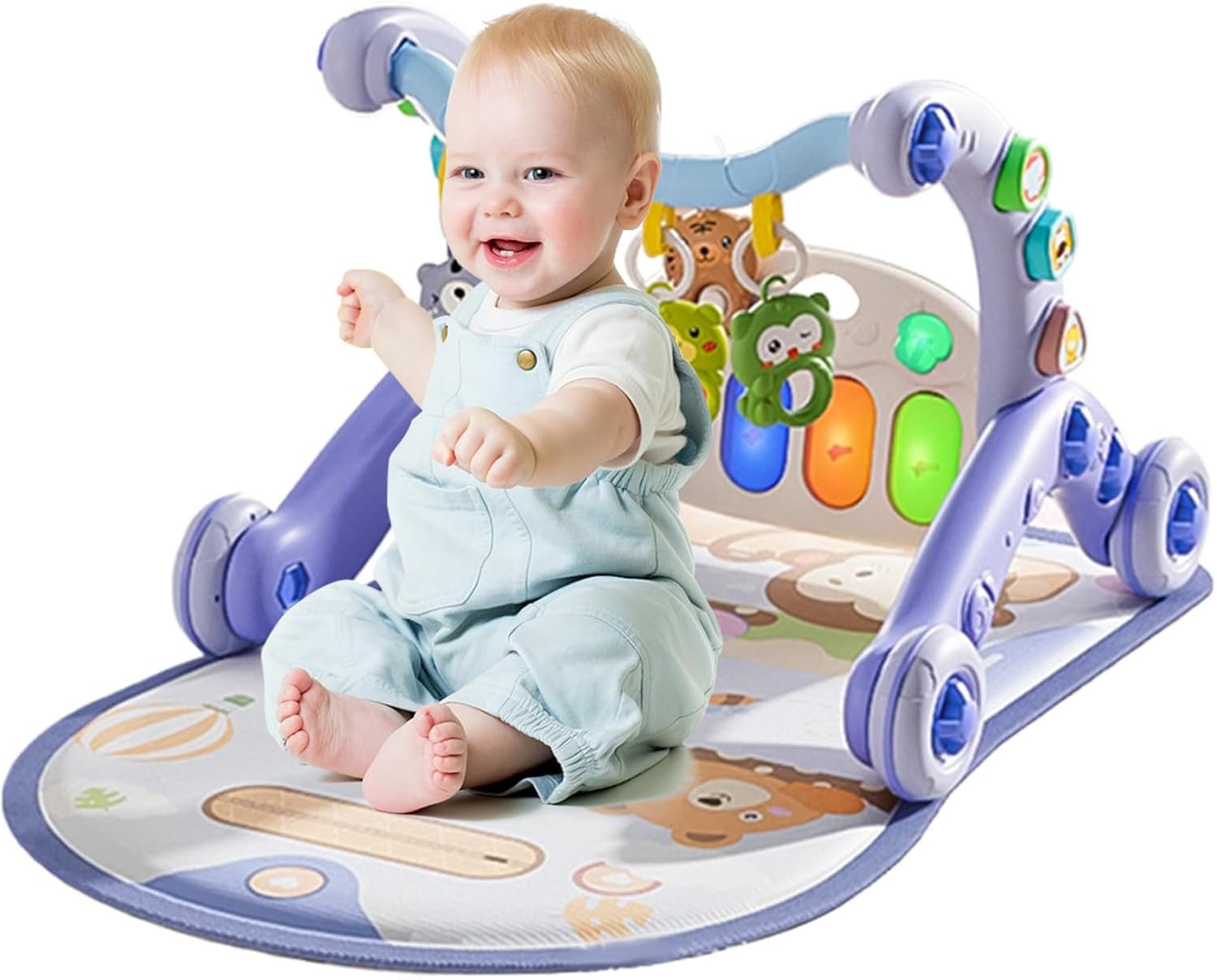 ベビーアクティビティマット ミュージックウォーカーマット付き - 多機能フィンガーキルトおもちゃ インタラクティブ幼児学習アクティビティ 男の子 女の子 ホーム用