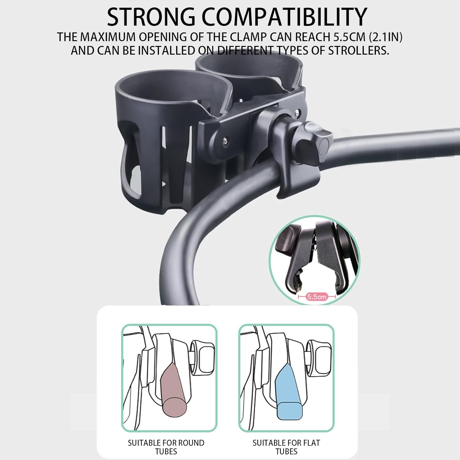 ベビーカーベビーカー360度回転カップドリンクホルダー|ベビーカー| | 自転車、歩行器、車椅子、車用のキャリバーデザインのカップホルダー - 이미지 3