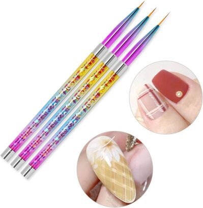 3 PCのペインティングネイルアートブラシセット ネイルアートライナーブラシ ドットドット描画ツール ロングライン用の細かい描画ペン