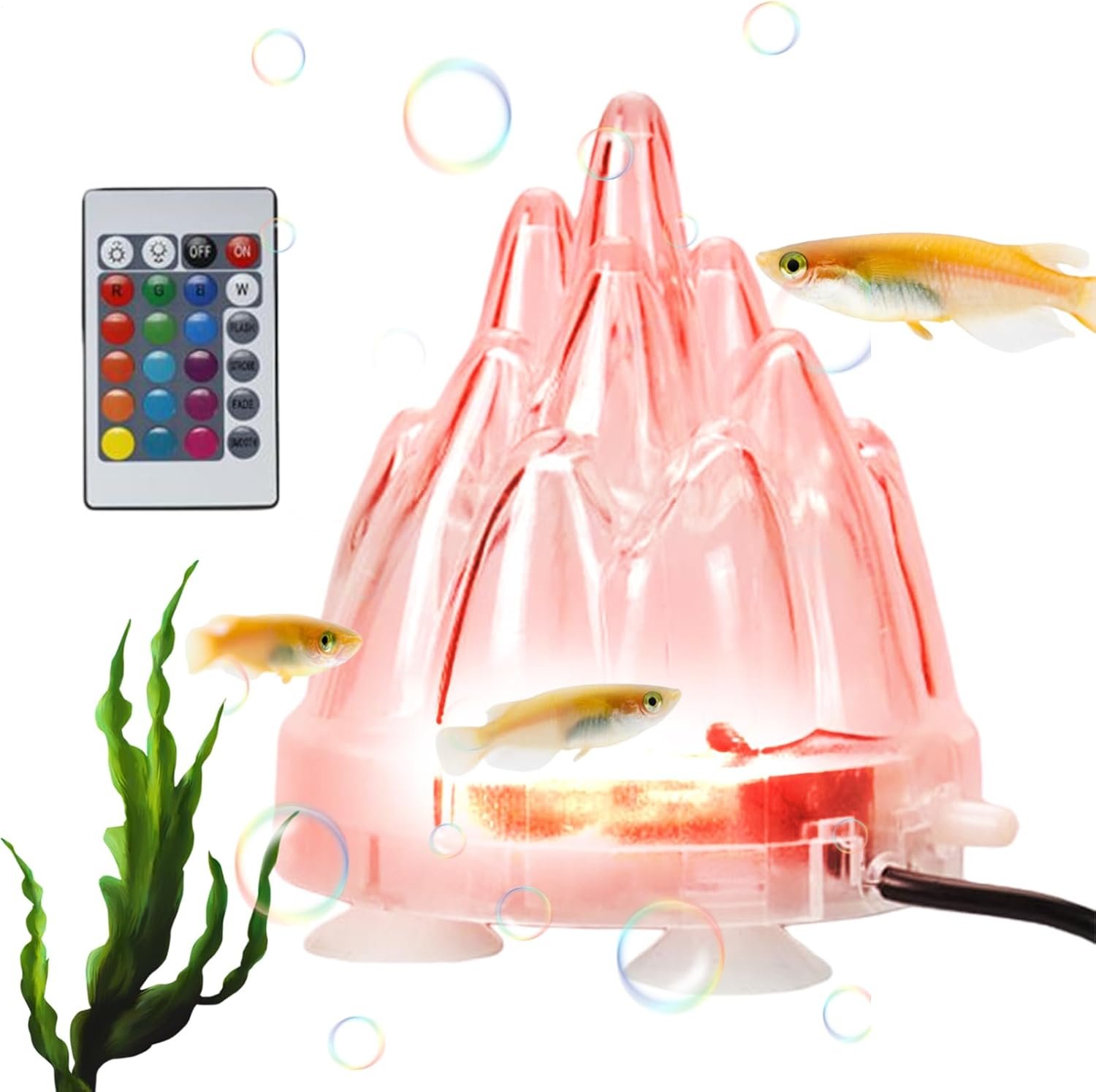 アクアリウム火山オーナメントキット | リアルなLEDライト防水 | バブルストーン 火山水槽 装飾 - エビ水槽 海水 カメ鉢 リビングルーム ベッドルーム アパート用