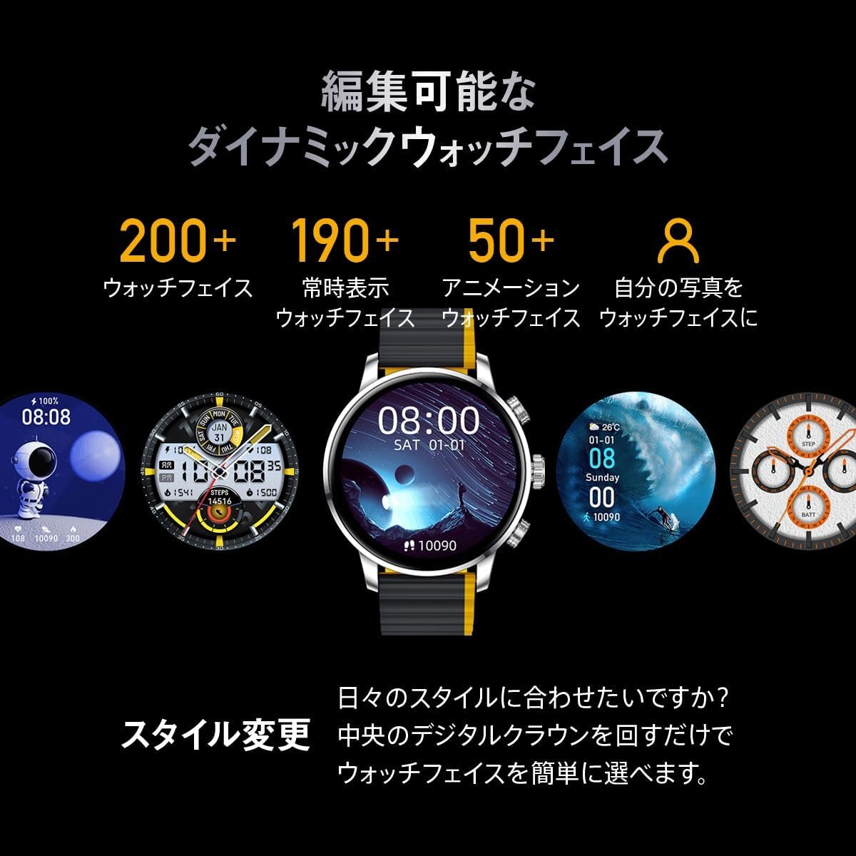 Kieslect KR2スマートウォッチ、7日間のバッテリー、1.43インチの大画面、24時間の健康管理、IP68防水、デュアルコア、60 fps、100以上のスポーツモード、コール機能、心拍数、ストレス再生 - 이미지 3