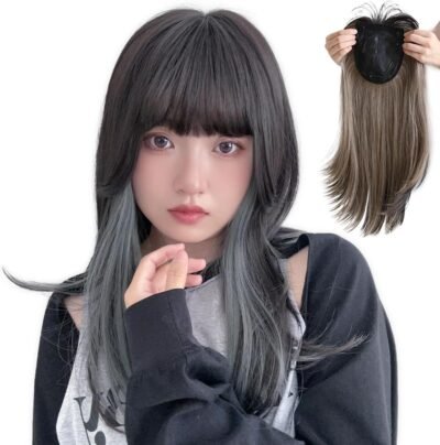Bright Lara P211-TRBヘアピース部分ウィッグ、バングスウィッグ、渦巻きウィッグ、半長、女性のかつら