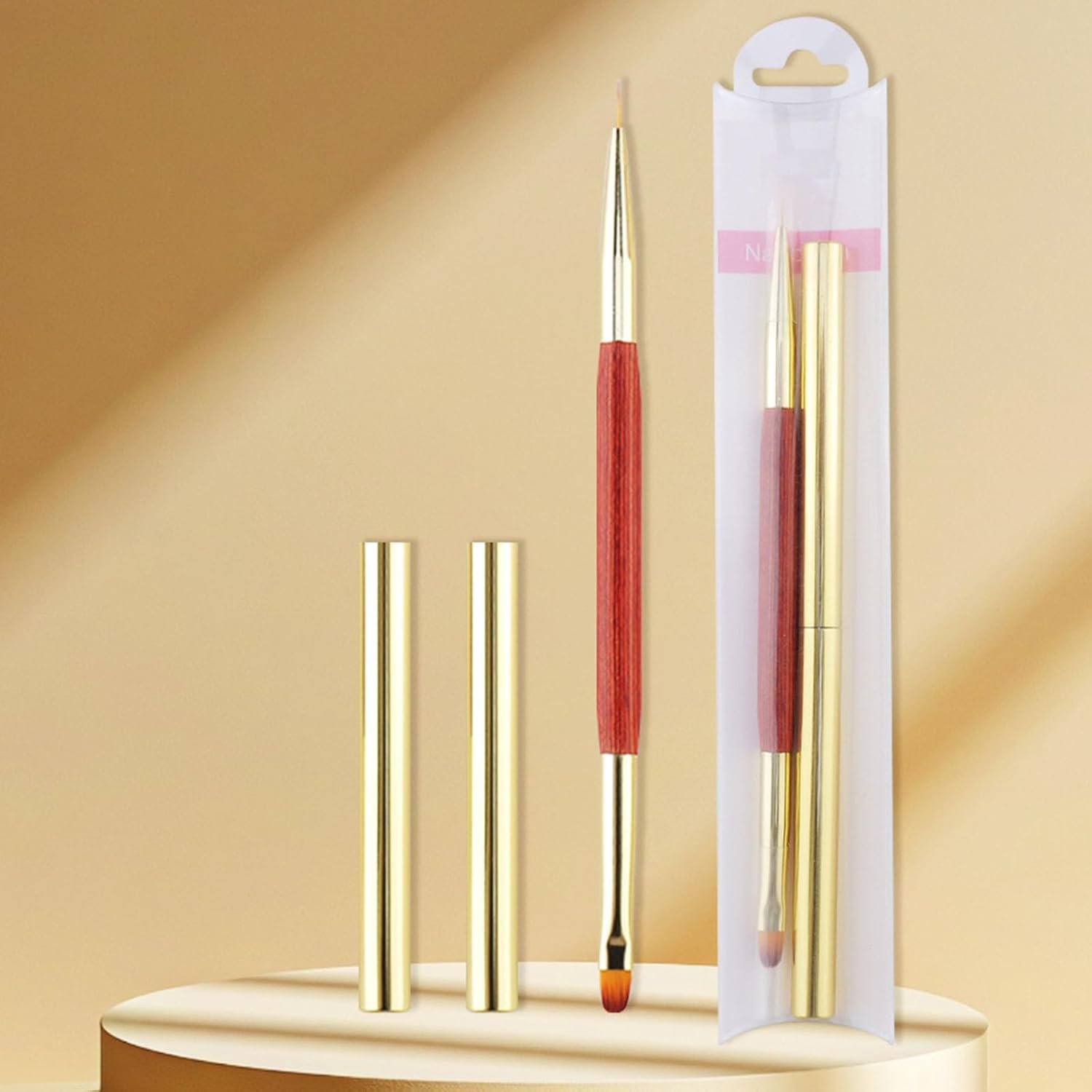 ダブルエンドネイルアートブラシジェルポリッシュネイルアートデザインペン絵画ツールライナーブラシドットペンネイルデザインブラシ - 이미지 4