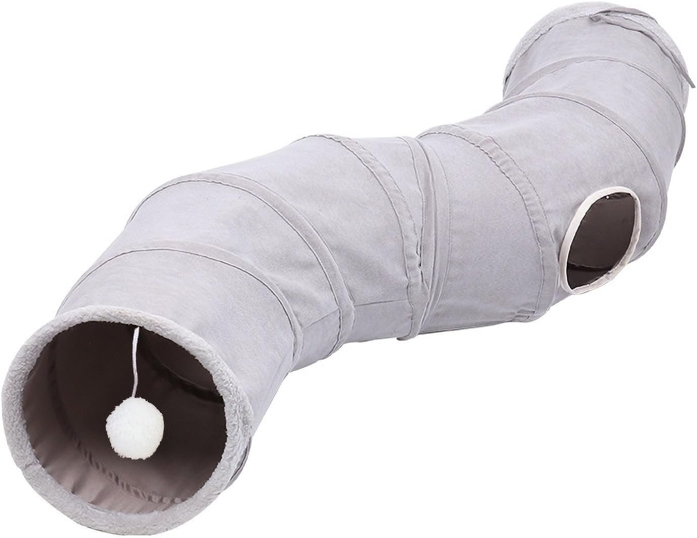 KANSITA 猫トンネル S字型 猫おもちゃ 猫トンネル 4スロット 折りたたみ猫プレイハウス ストレス解消 収納便利 ペットトンネル スエード 面白い隠しトンネルおもちゃ 簡易包装