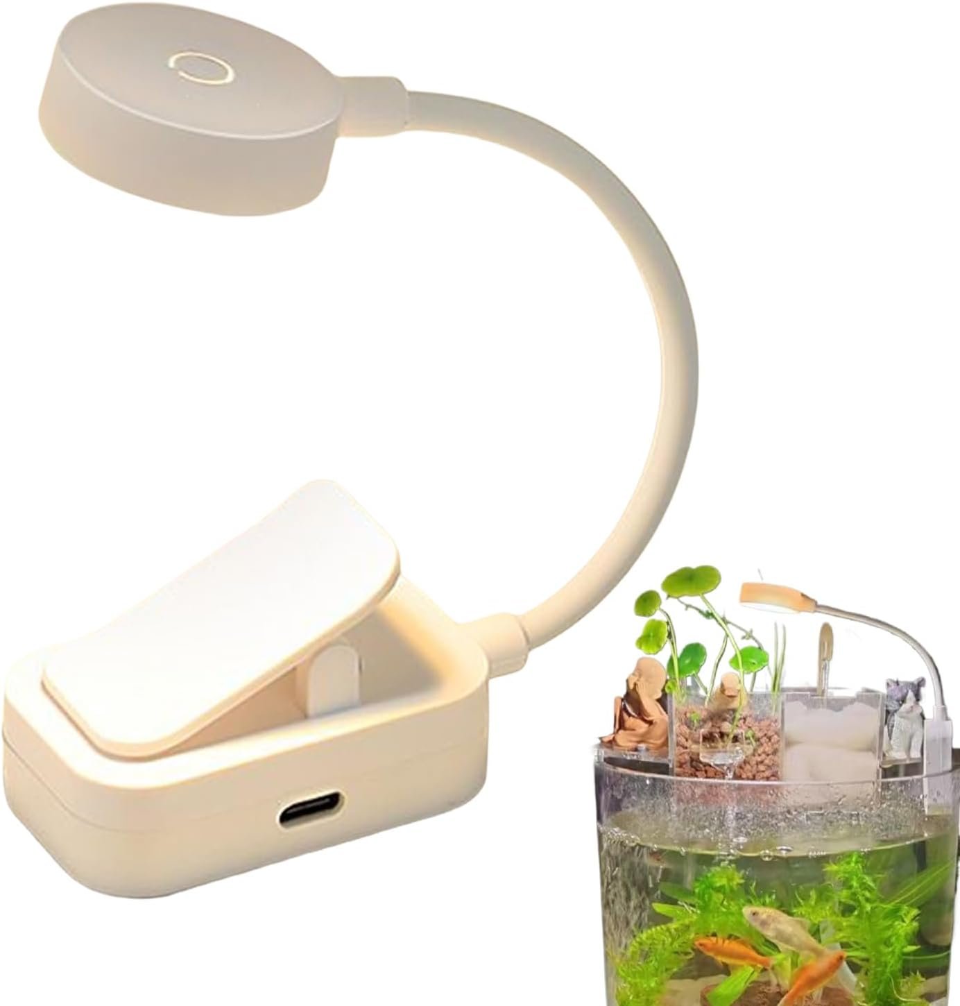 Yukelu クリップオン水族館ライト - 魚と植物の水族館照明 | 3色温度調整可能な水族館クランプランプ、水生植物の成長葉サンゴ用