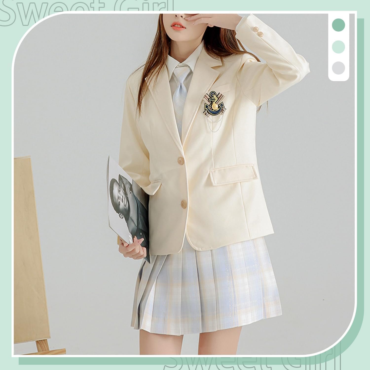 mocoly スクールブレザー 制服 ブレザー 女子高生 ネイビー 学生服 JK制服 女子制服 柔らかくて着心地の良い生地 高校生 学生 アウター 入学式 - 이미지 4