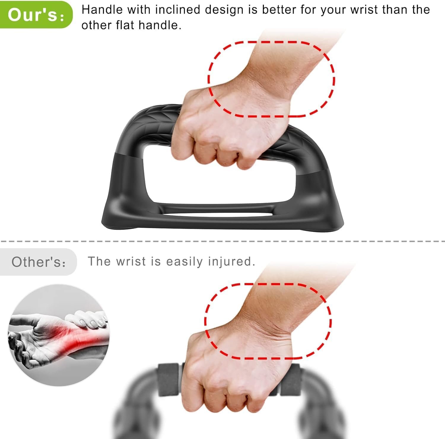 SELEWARE プッシュアップバー パラレット プッシュアップスタンド ソフトラバーカバーハンドル付き 快適なグリップフィット フロアトレーニング、体操、筋力トレーニング、腕立て伏せに最適 ブラック - 이미지 3